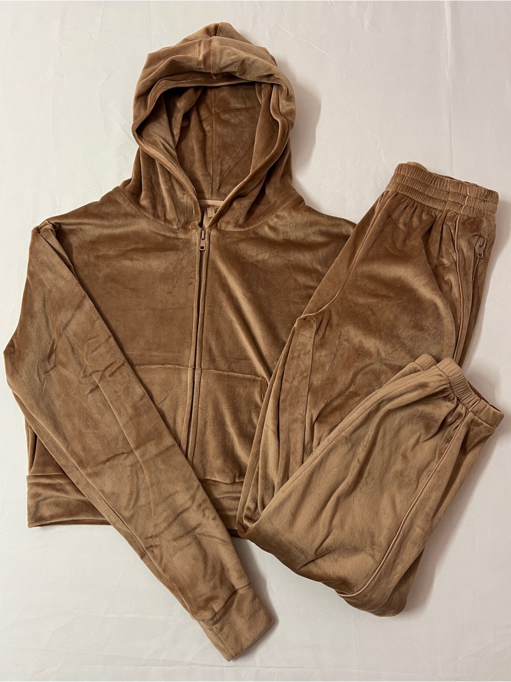 SKIMS Velour Velvet Full Zip Up Hoodie Jacket + Joggers Jogger Sweatpants Set